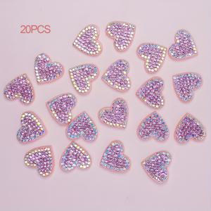 TEMU 핑크 하트 모양 폴리에스터 패브릭 어플리케 20개 세트, 수제 DIY 공예 장식 스티커