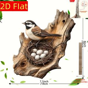 TEMU 2D 플랫, 러스틱 시크 인공 나무 로빈 새 벽 장식 - 달걀이 있는 8x8인치 원형 둥지 사인, 발렌타인데이 및 부활절 선물용 팜하우스 현관 & 문 걸이 예술, 홈 & 룸