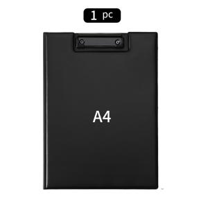 TEMU 1개 WQN 블랙 PU 가죽 필기 패드 - A4/A5 사이즈, 회의용 서명 보드 포함 비즈니스 오피스 문서 홀더, 메모 및 학교 필수품, 노트패드