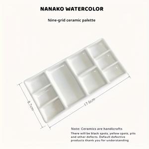 TEMU 전통 중국 서예가용 세라믹 수채화 및 유화 팔레트 - 색상 혼합, 붓 및 물컵을 위한 다중 구획이 있는 내구성 있는 등급 도자기 팔레트