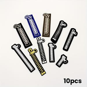 TEMU 10pcs/set 다림질 패치 스티커, 지퍼 패턴 자수 천 스티커, 의류, 가방, 바지 장식, 파티 의류 장식용 DIY 패치 스티커