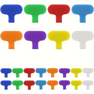 TEMU 24개 컬러풀한 PVC 케이블 라벨, 재사용 가능한 타이 & 쓰기 태그 - 쉬운 와이어 식별, 다기능, 다양한 색상, 코드 정리기 | 생동감 있는 디자인 | 재사용 가능한 태그