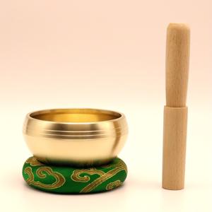 TEMU 목재 손잡이와 장식 자수 링 패드가 있는 3.15인치 수제 구리 노래 그릇 - 요가, 명상 및 마음챙김 연습에 완벽한 선명하고 울림 좋은 소리의 명상 액세서리