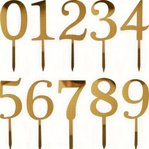 TEMU 10개 숫자 케이크 토퍼 0-9 - 웨딩, 생일 파티에 완벽한 눈길을 사로잡는 디저트 테이블 장식, 우아한 골드 아크릴, 부모님 생일, 생일, 크리스마스 선물