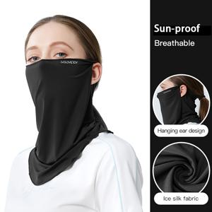 TEMU 1pc GOLOVEJOY 태양 보호 목 가이터, 아이스 실키 쿨링 이어 루프 얼굴 마스크 남성 및 여성용, 통기성 소재, 올 시즌 스포츠 헤어웨어, 블랙, 올 시즌 얼굴 커버 | 스포티 디자인 | 통기성 소재, 사이클링 액세서리