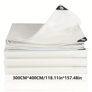 TEMU 화이트 레인 타프 - 추가 두꺼운, 찢어지지 않는, 자외선 차단, 강화된 가장자리와 루프 버클, 지붕, 캠핑, 마당, 수영장, 보트, 자동차, 선글라스, 네 сез션 사용에 적합합니다.