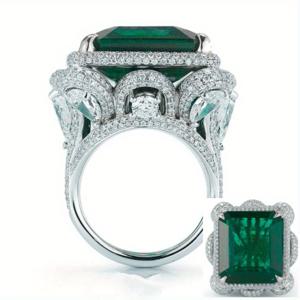 TEMU 여성용 기념일 반지 빈티지 럭셔리 네 개의 프롱 합성 녹색 보석 반지, 데이, 파티 및 연중 착용을 위한 구리 주얼리