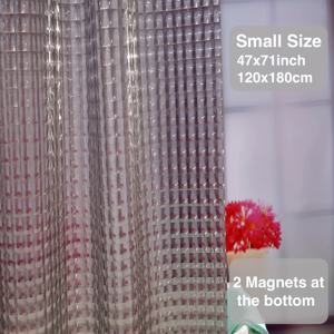 TEMU 3D 클리어 플라스틱 샤워 커튼 180*180cm, 하단 자석 3개 포함, 얇고 가벼운 아이스 큐브 욕실 디스플레이 링 세트 + 플라스틱 커튼 링, 반투명 스프링 샤워 커튼|샤워커튼