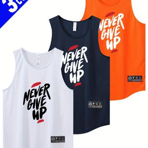 TEMU 남성용 운동용 민소매 탱크탑 3개 세트 - 통기성 좋은 빠른 건조 폴리에스터, 루즈핏 라운드넥 