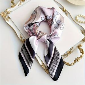 TEMU 소프트 사틴으로 만든 우아한 70 꽃 패션 스카프, 가벼우며 휴대하기 편리하며, 헤드밴드, 헤드 스카프, 목 다양하게 사용할 수 있습니다. 일상적인 활동, 해변 파티, 태양 보호, 그리고 기계 세척 가능합니다.|머리띠