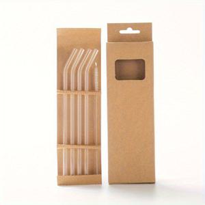 TEMU 스무디용 투명 유리 빨대 5개 세트 (8mm × 7.87인치), 재사용 가능한 고강도 보로실리케이트 유리 빨대, 청소 브러시 1개 포함, 결혼식, 해변, 크리스마스, 할로윈에 적합한 식기세척기 사용 가능