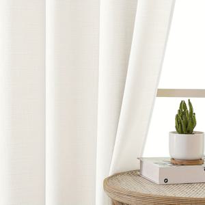 TEMU 1개 린넨 룩 폴리에스터 커튼 - 보호 및 빛 필터링 디자인, 주방/침실/욕실용 솔리드 화이트 로드 포켓 창문 드레이프, 사계절 우아한 홈 데코, 프라이버시 커튼, 러스틱 인테리어 액센트