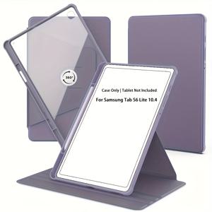 TEMU 삼성 갤럭시 Tab S6 Lite 10.4인치용 360도 회전 스탠드 케이스 - 가벼움, 긁힘 방지, 자동 깨어/잠, 연필 홀더, 내부 포켓이 있는 투명 뒷면, 미끄럼 방지 스탠드, 태블릿용 스탠드 | 조절 가능한 스탠드 | 가벼움|필통