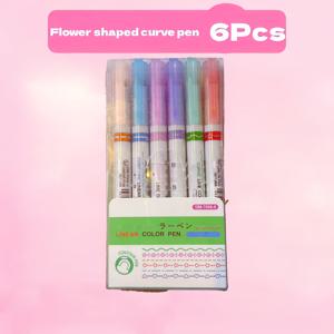 TEMU 6pcs 꽃 윤곽 펜, 빠른 건조 플라스틱, 노트 및 컬러드 펜슬 마킹용 세밀한 라인, 예술적인 디자인, 판타지 테마, 양손 사용 가능, 둥근 몸체, 중간 포인트, 클릭 오프 캡, 저장 케이스 포함, 스크랩북, 스탬핑 및 창의적인 프로젝트용, 스크랩북 펜 | 꽃 디자인 펜 | 내구성 있는 플라스틱 펜, 쓰기용 펜