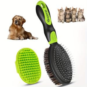 TEMU 2개 세트 애완동물 그루밍 도구 세트, 고양이와 개용 브러시, 탈모 빗, 짧은/긴 털 개용 양면 목욕 브러시, 다기능 애완동물 목욕 키트 - 할로윈/크리스마스/이스터에 완벽한 선물, 대형견용 개 브러시, 소형견용 개 브러시, 개 브러시, 개 액세서리, 개 그루밍, 개 그루밍 장비, 개 털 관리용 개 브러시