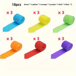TEMU 18pcs 다색 크레프 종이 리본 - 무지개 파티, 휴일 장식, 생일, 결혼식, 크리스마스, 할로윈, 추수감사절, 부활절 및 새해 선물, 축하 액세서리 | 리본 | 품질 있는 주름진 종이