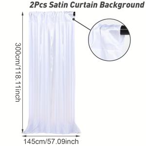TEMU 1개/2개, 하얀 매달린 커튼, 5ft*7ft/8ft/10ft, 러스티 웨딩 파티 배경 장식, 행운한 생일 파티 장식 배경, 대형 파티 장식 배경에 완벽, 하얀 사틴 커튼