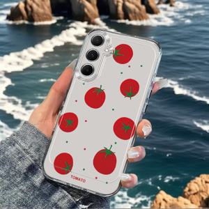 TEMU 삼성 갤럭시 A02 A03S A04 A05S A06 A13 A14 A15 A16 5G A21S A22 A23 A24 A25 A32 A34 A35 A50 A52 A53 A54 A55 A73 S21 울트라 S22 플러스 S23+ S24 FE S25 울트라-슬림 방수 TPU 소프트 케이스와 함께 전체 화면 토마토 폰 케이스