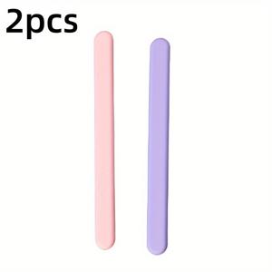 TEMU 2개 재사용 가능한 실리콘 왁싱 스틱 - 몸과 얼굴을 위한 이중 끝 미끄럼 방지 제모 도구, 쉬운 청소 디자인, 여름 그루밍 필수품 (무향), 헤어 왁스 스틱, 컴팩트 왁싱 툴, 부드러운 왁스 적용, 뷰티 애호가용