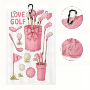 TEMU 1pc 골프 래그 - 클럽 보존을 위한 스크래치 프리 텍스처, 안전한 부착을 위한 D-링 클립, 남성 골프 필수품 및 할아버지 선물, 폴리에스터, 짠, 기계 세척 가능