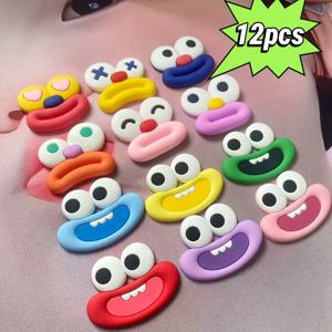 TEMU 12개입 컬러 소프트 고무 소시지 입술 3D 장식 패치, DIY 슬리퍼, 폰 케이스, 물병, 헤어 액세서리 밴드용 재사용 가능 - 비접착형