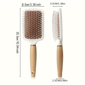 TEMU 1개 LATTBY 정전기 방지 헤어 브러시 - 젖은/건조한 머리용 강력한 나무 손잡이, 부드러운 탈탈림 - 매끄러운 모발 타입에 적합 - 쉬운 청소 가능한 브러쉬 헤드 - 살롱 & 가정용 - 내구성 있는 헤어 스타일링 도구, 천연 목재 디자인