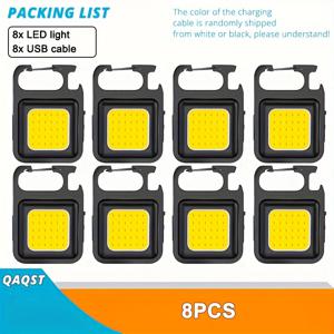 TEMU 8pcs 초강력 미니 손전등, 휴대용 토치, 충전식 COB 포켓 라이트, 휴대용 스피커, 야외 캠핑 램프, 휴대용 후크가 있는 키체인 라이트, 병 열기 기능, 탐험, 야외, 캠핑 등에 적합