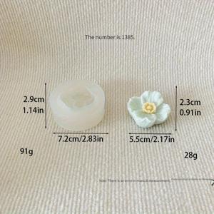 TEMU 수제 아로마테라피 석고 캔들용 3D 양귀비 꽃 실리콘 몰드, 품번 NO.1385