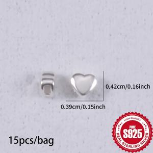TEMU 15pcs 순수 S925 스테어링 실버 하트 모양의 비즈 장식 DIY 보석 만들기 - 팔찌, 발목끈, 목걸이에 이상적 - 고품질 공예 용품, 패션 액세서리 | 패션 비즈 장식 | 내구성 있는 비즈 구성 요소, 보석 만들기용 비즈 장식