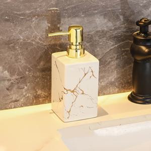 TEMU 대리석 무늬 세라믹 비누 디스펜서 - 블랙 & 화이트 모던 욕실 액세서리, 프탈레이트 프리, 전기 없이 사용 가능한 독립형 디자인, 홈/호텔/기숙사용 샴푸 & 바디워시 병