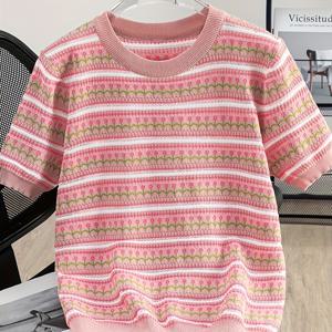 TEMU 여성용 여름 신상 V넥 꽃 자수 패션 반팔 가디건 탑