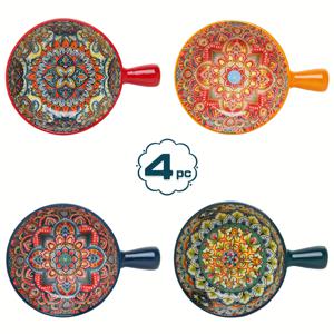 TEMU 핸들이 있는 스타일 세라믹 서비스 보울 - 전자레인지 및 오븐 안전, 아름다운 꽃무늬, 과일, 샐러드, 파스타에 이상적 | 주방 및 식사 장식에 완벽