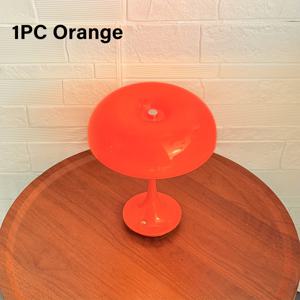 TEMU 1개 사무실 분위기 데스크 램프, 오렌지 & 화이트 색상 선택 가능, 독특한 버섯 모양, 삼색 밝도 조절, 터치 컨트롤, USB 충전, 침실 조명, 거실 장식용 램프