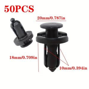 TEMU 50개 10mm 플라스틱 푸시핀 패스너, 범퍼 볼트 클립 자동차 고정 키트, 일반 사이즈 자동 리벳 못, 혼다 및 닛산용 범용 머드플랩 클립