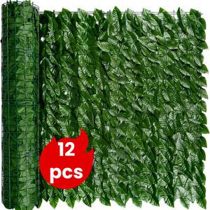 TEMU 12개입 인조 아이비 DIY 패널 - 600cm x 50cm 또는 300cm x 100cm UV 차단 내구성 플라스틱 그린 스크린, 실내/야외용, 쉬운 설치 벽 장식, 파티오·정원·발코니·뒷마당용, 자연스러운 덩굴형 가든 장식, 추수감사절 야외 데코레이션에 완벽