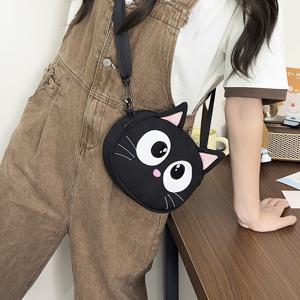 TEMU 여성용 귀여운 미니 크로스바디 백 - 지퍼 클로저, 컴팩트 데일리 파우치, 캐주얼 및 오피스용 내구성 가방, 고양이 애호가를 위한 선물, 트렌디한 소형 핸드백, 튼튼한 구조, 캐릭터 액세서리