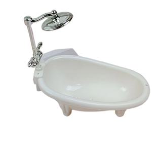 TEMU 1개 귀여운 미니 화이트 욕조, 햄스터와 토끼, 앵무새용 - 수도꼭지가 있는 플라스틱 욕조, 펫 케이지 장식 및 사진 소품, 애완동물 놀이대, 화분으로도 사용 가능