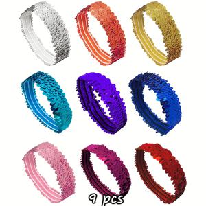 TEMU 6/9개 멀티 컬러 스팽글 탄성 헤어밴드 - 십대, 여학생 및 여성용 반짝이는 패션 헤어밴드, 스포츠, 뮤직 페스티벌, 배구 및 농구 팀, 생생한 헤어밴드, 튼튼한 헤어밴드