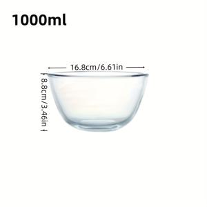 TEMU 1000ml 두꺼운 보로실리케이트 유리 샐러드 볼 - 전자레인지 사용 가능, 식품 등급, 투명 혼합 그릇, 주방 준비 및 서빙, 베이킹에 적합 - 쌓기 가능한 비독성 원형 그릇 - 이상적인 선물
