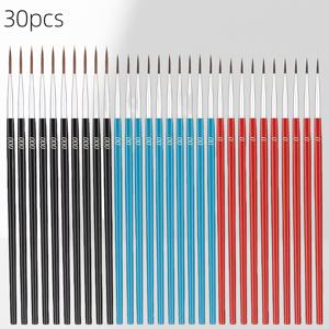 TEMU 30개 페인팅 브러쉬 세트, 블랙 + 블루 + 레드 각 10개입, 석고 및 도자기용 나일론 라이너 브러시