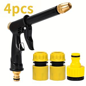 TEMU 4pcs 다기능 고압 워터건 키트 (호스 커넥터 포함) - 효율적인 청소 및 정원 물주기, 조절 가능한 스프레이 모드 자동차 세차용
