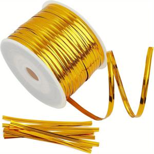 TEMU 메탈 리본, 사이즈: 100야드/90미터, 빵 캔디 커피 백 타이 플랜트 가든 리본 파티 장식 선물 포장 공예용품