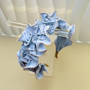 TEMU 프랑스 스타일의 우아한 와이드 헤어밴드 - 깊은 주름과 잎무늬, 고급 소재로 제작된 캐주얼 & 포멀용 솔리드 컬러 헤어 액세서리 (브라운, 네이비, 핑크, 라벤더)