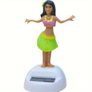 TEMU 하와이안 비치 그래스 스커트 댄싱 레이디 피규어 - 생기발랄한 옐로우 & 핑크 자동차 대시보드 장식, 사무실 책상 또는 차량 내부 액세서리용 안전 와이퍼 마운트 오너먼트, 하와이안 파티