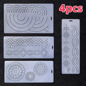 TEMU 4pcs DIY 패치워크 도구 세트: 패턴 템플릿, 퀼트 스티칭 드로잉 템플릿, 손수작업 DIY 패턴 템플릿, PMMA 수선, 벽 장식 경계 디자인 및 패치워크 퀼트 스티칭 패턴 템플릿