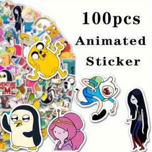 TEMU 100개 클래식 어린 시절 만화 스티커 - 생생한 향수 PVC 데칼, 노트북, 물병, 스케이트보드, DIY 다이어리, 낙서 벽에 적합 - 장식용 다이어리 액세서리, 스케이트보드 데칼,장난기 넘치는 그래픽,레트로 디자인,고품질 인쇄,내구성 있는 소재,문구류 애호가|다이어리|일기장