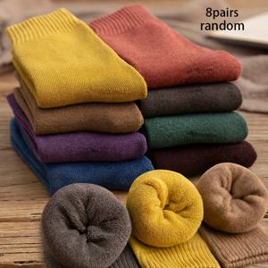 TEMU 8 쌍의 무작위 색상 중간 발목 양말 보물 두꺼운 양말 줄무늬 가을과 겨울 필수품! 닫힌 눈이 누구를 알까요! 8 쌍의 두꺼운 양말 한 전체 시즌의 색상 8 쌍의 두꺼운 양말 세트 | 색상 매칭 가을 따뜻하고 아름다운 필수품! 8 쌍의 두꺼운 양말 매칭 어리석은 마음이 가을과 겨울을 위한 신발을 싫어하는 것을 멈추세요!