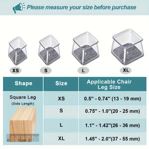 TEMU 24세트 투명 의자 다리 보호대, 무소음 스크래치 방지 소파 다리 커버, 두꺼운 고무 가구 액세서리, 바닥 보호 펠트 쿠션, 테이블·의자·소파용 소음 감소 및 방지