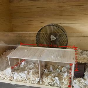 TEMU 매력적인 멀티룸 나무 햄스터 하우스, 내구성 강한 조립식 구조, 햄스터·저빌 및 소형 애완동물용 다중 공간 디자인, 마우스 케이지 장식