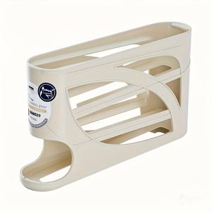 TEMU 3층 롤링 에그 냉장고 보관용기 - 24개의 계란을 수용, 공간 절약형 사이드 도어 정리함, 내구성 있는 플라스틱 디자인, 대용량 주방 및 냉장고 보관에 적합, 부드러운 표면, 편리한 손잡이 핸들.